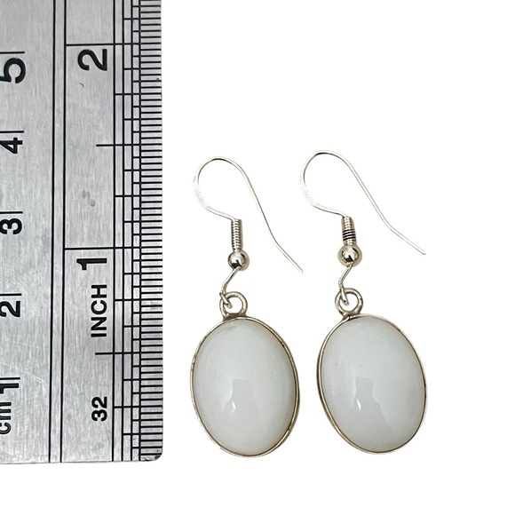White Opal Silver Earrings - Picture 3 of 4